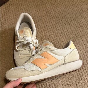 New Balance Women's Cream and Peach Sneakers